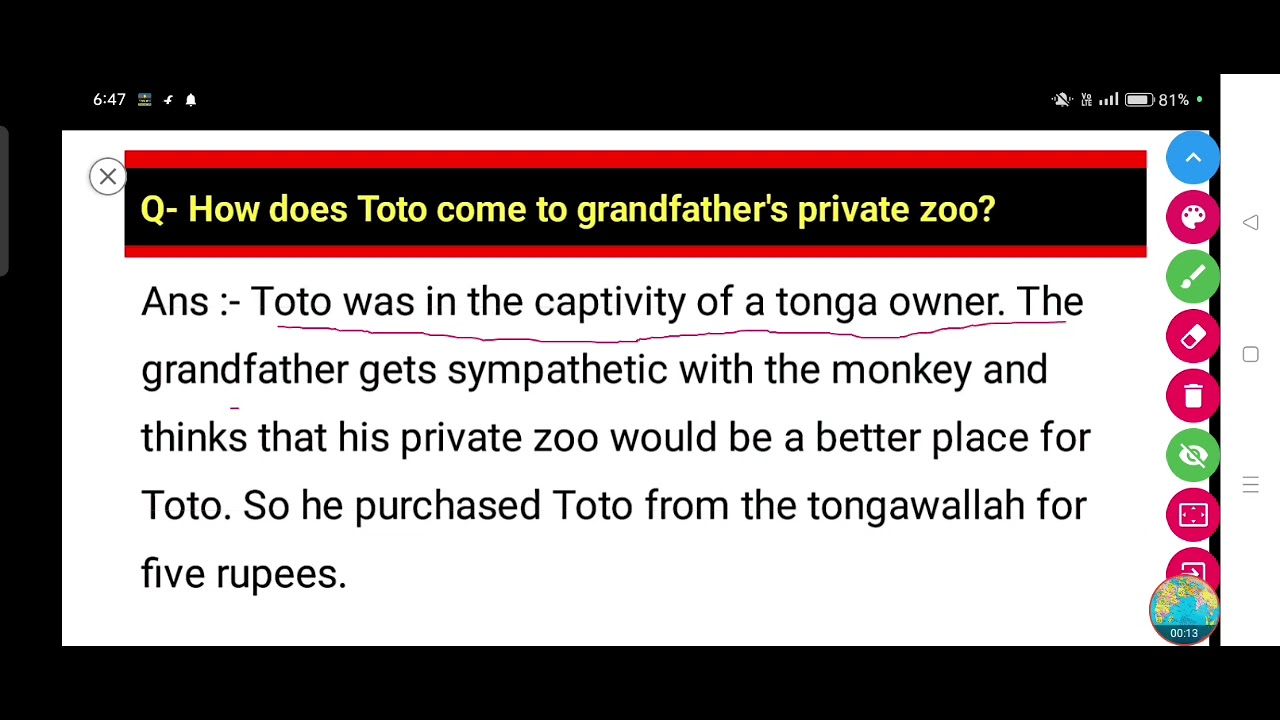 How does Toto come to grandfather's private zoo ?