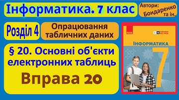 § 20. Основні об’єкти електронних таблиць | 7 клас | Бондаренко