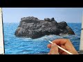 How to paint a rock in the sea - brennerfineart #Shorts