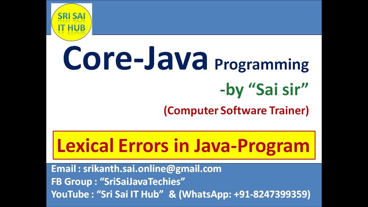 100. Lexical Errors in Java-Program || Types of Errors in Java ...