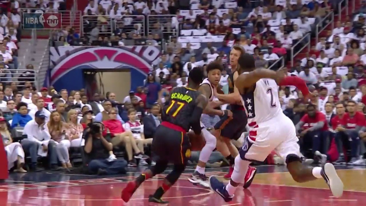 John Wall With The Chase Down Block On Dennis Schröder! | April 16, 2017