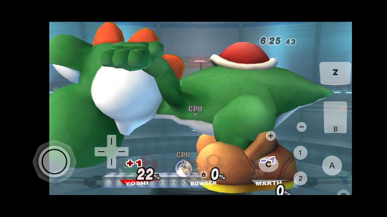 SSBB: Giant Growing Yoshi vs Bowser & Marth