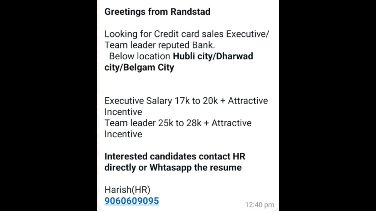 Jobs in Belagam,Hubli and Dharwad city