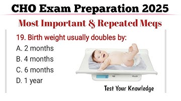CHO Exam Preparation 2025 | CHO Previous Year Questions | MCQ for cho exam #cho #staff_nurse