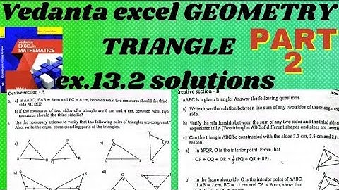 class 9 Vedanta excel in mathematics geometry Triangle solutions. maths exercises 13.2 #vedanta