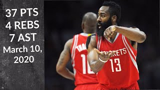 James Harden 37 PTS 4 REBS 7 AST | Rockets vs Timberwolves | Full Highlights 3\/10\/2020