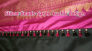 Saree kuchu design using stone beads