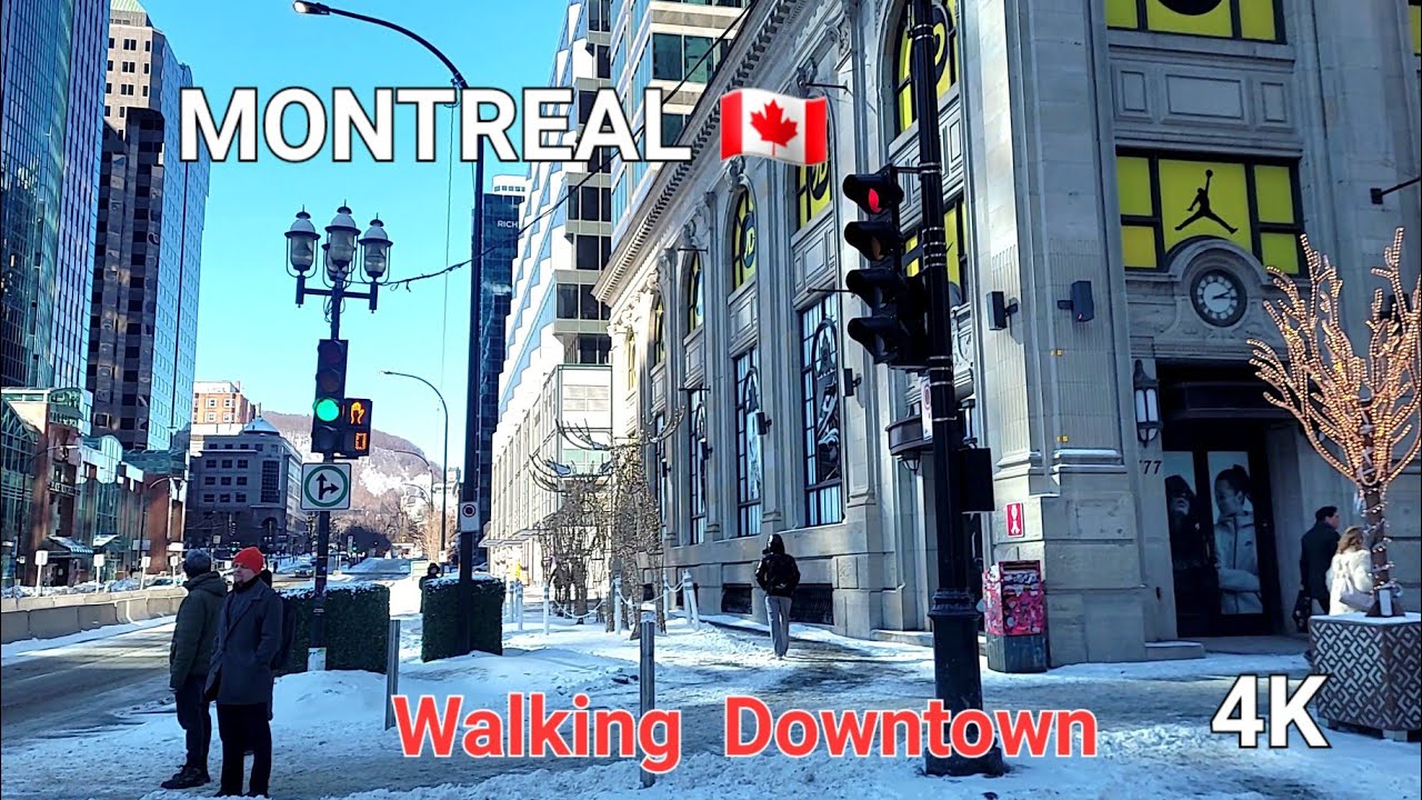 4K Downtown Montreal Sainte Catherine Street Walking Tour on This Cold 🥶 Saturday Morning 