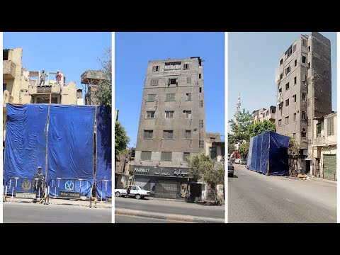 ازالة عقارات ايلة للسقوط داهمة الخطورة بمنطقة امبابة القديمة والكيت كات امام كورنيش النيل