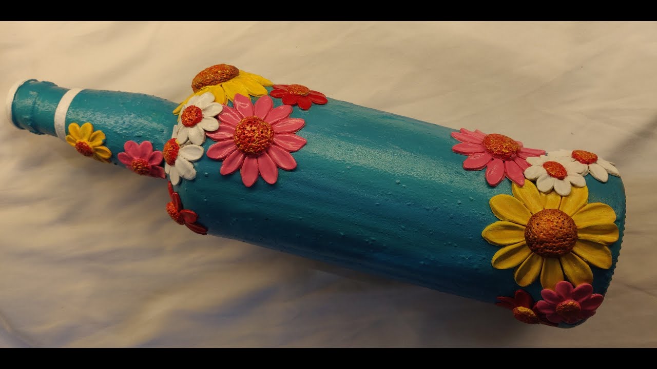 bottle painting | clay art | best out of waste | decoration ideas - YouTube