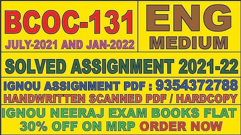 BCOC 131 ENGLISH MEDIUM SOLVED ASSIGNMENT 2021-22 | FOR PDF WHATSAPP ON 9354372788