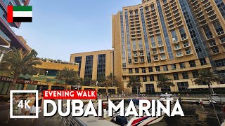 DUBAI MARINA Evening Walk 2025 | Sunset Views, Skyscrapers & Waterfront in 4K 🇦🇪