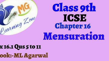 Class 9th ICSE Math Ch 16 Mensuration Ex 16.1 Qus 5 to 11