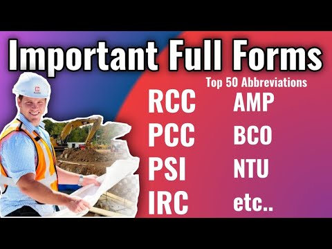 👷🏻‍♂️50 Most important civil Engineering Abbreviations | Acronyms | For civil students & Engineers |