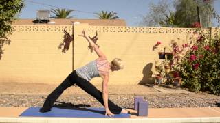 Yoga Flow Using Blocks for Warrior III and Half Moon.
