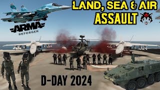 ARMA REFORGER | MODERN D-DAY | LAND, SEA & AIR ASSAULT (F/18s, Migs, Apaches, Mi-28 & More)
