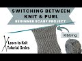 Alternating Between Knit &amp; Purl - Ribbing Stitch Pattern  | Day 3 | Learn to Knit Tutorial Series