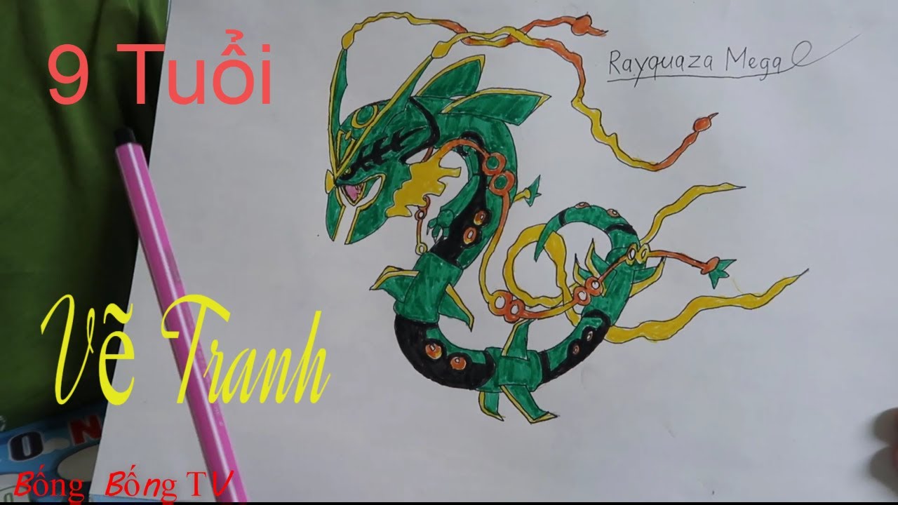 Bống Bống Tv.Bé Bống Vẽ Và Tô Màu Pokemon Rayquaza Mega Huyền Thoại -  Youtube