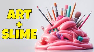 Adding All of My Art Supplies into SLIME!