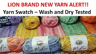 NEW YARN ALERT!!!  Lion Brand Baby Soft Light and My Boo  Yarn Swatches Wash and Dry Tested.