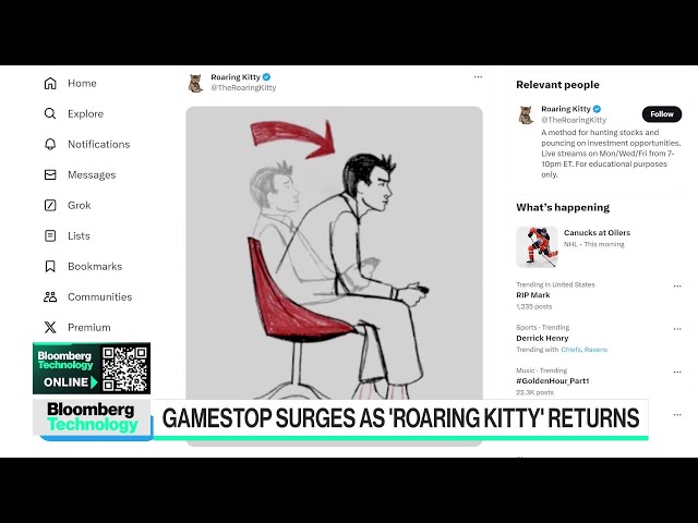 GameStop Shares Soar as ‘Roaring Kitty’ Revitalizes Meme Mania