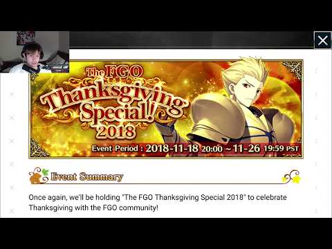 FGO Thankgiving Special info, 1/2 AP, New interludes, daily login rewards, and 5 Star Banner