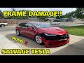 Rebuilding a CHEAP SALVAGE Tesla Model X From COPART Part 4 ( FRAME DAMAGE!! )