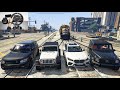 Train engine fails in city  towing the train  bmw  mercedes benz  land rover  jeep  gta5