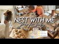 NEST WITH ME | making a bedside diaper cart, freezer meals, lactation snacks, &amp; assembling baby gear