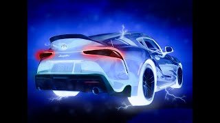 Electric Car effect with glow at night. Photo transformation/ Photo manipulation. Make glow effects.