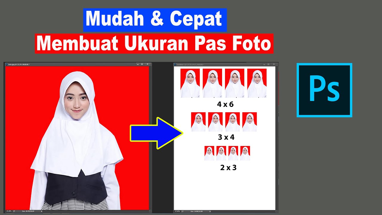 membuat pas foto  ukuran  2x3  3x4 dan 4x6 dengan photoshop 