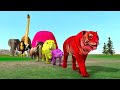 Paint Animals Gorilla Cow Lion Elephant Dinosaurs Dragons and T-Rex Fountain Crossing Animal Cartoon