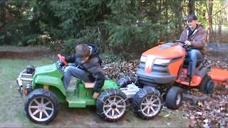 Dad gets tractor stuck and gets rescued by a kid!