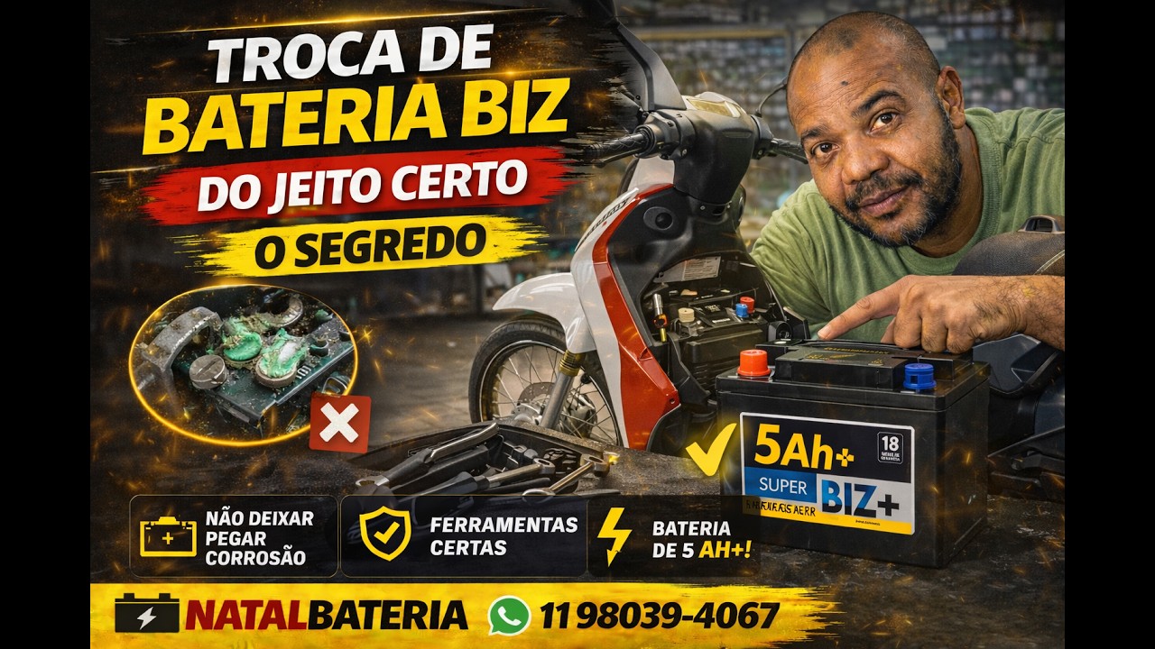 COMO TROCA BATERIA MOTO BIZ TODOS MODELO MUITO FACIL - YouTube