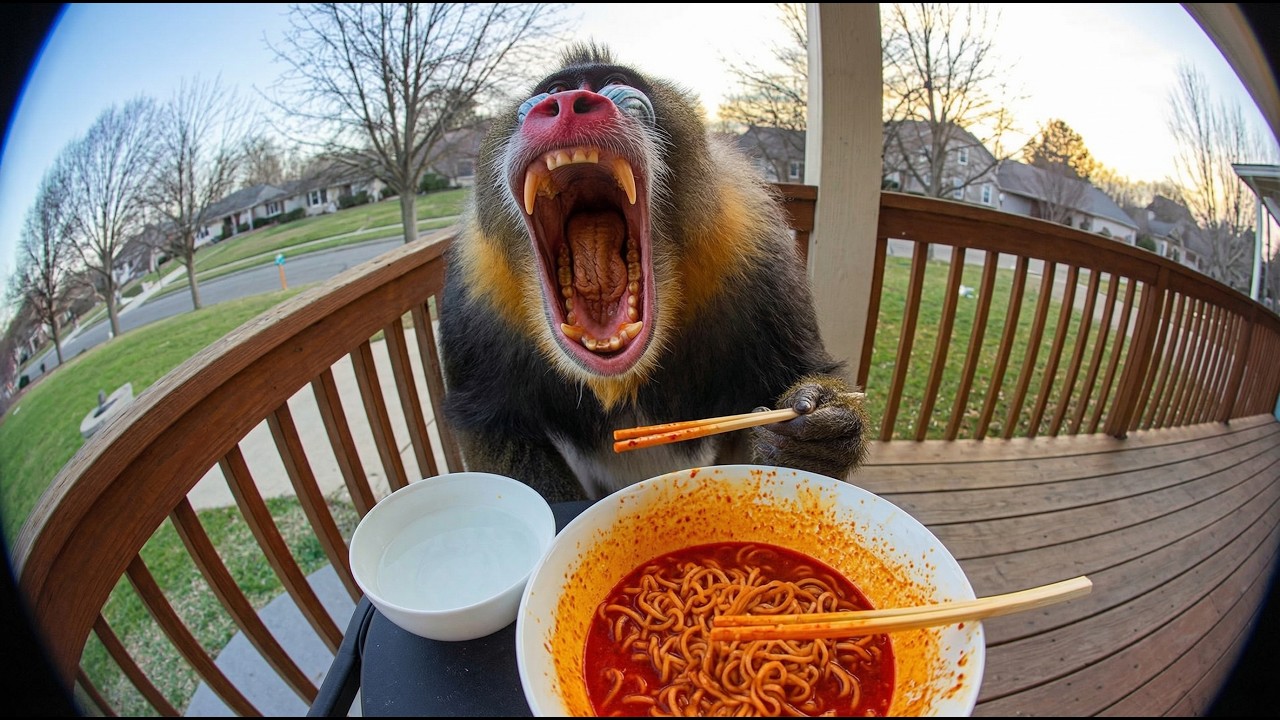 Jungle Animals Reacting to Spicy Noodles on Ring Cam | Funny CCTV Compilation