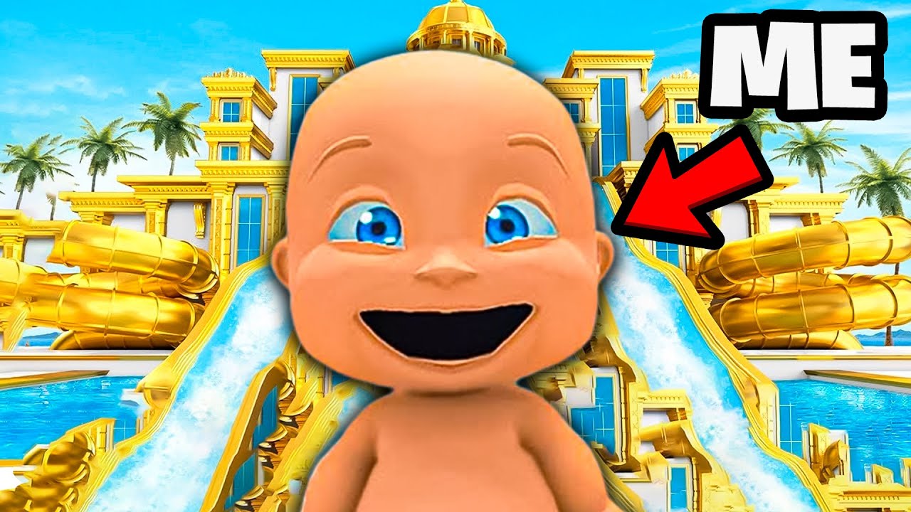 Baby Goes On WATER SLIDE!