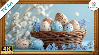 Easter Eggs in Basket TV Art Screensaver | Gold Frame | 2 Hours 4k screenshot 4