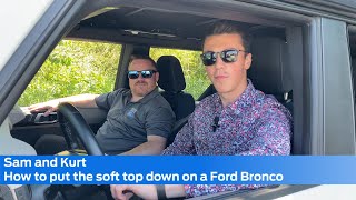 How to put the soft top down on a Ford Bronco
