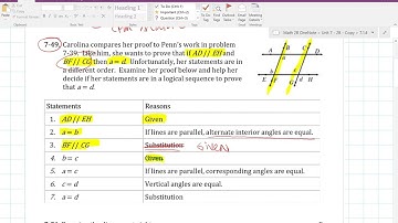 CPM Math 2 Section 7.1.4 #7-49 (Two column proof)