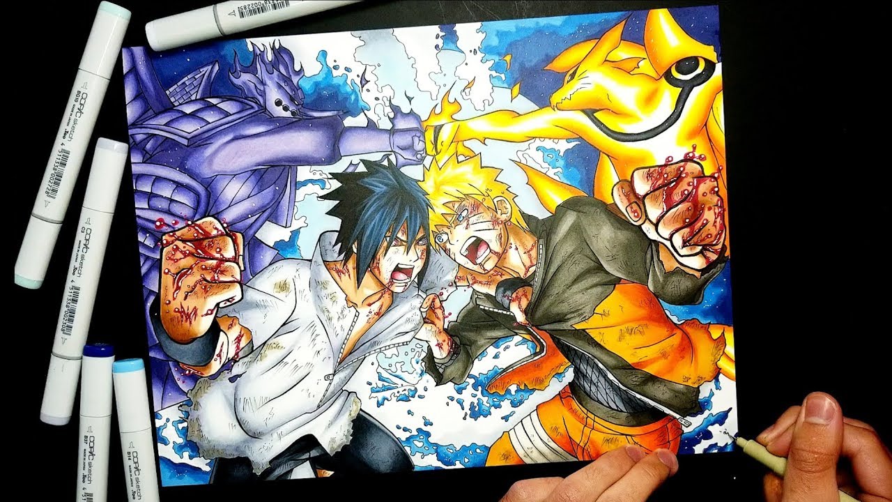 SASUKE VS NARUTO - SPEED DRAWING #ArteECiaBrasil 