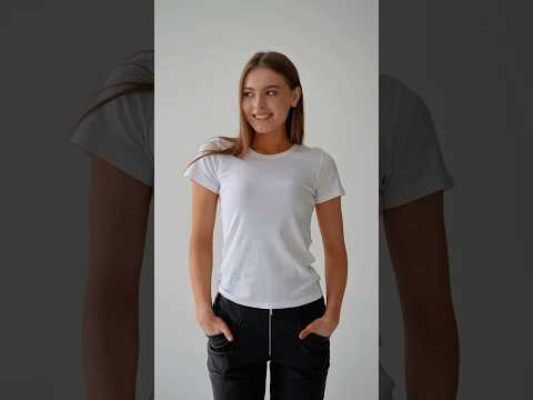 Базова жіноча футболка в рубчик Наталюкс 33-2373 біла, видео 1