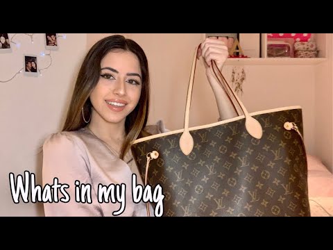 whats in my bag | Louis vuitton Neverfull MM ~ Anastasia hat - YouTube