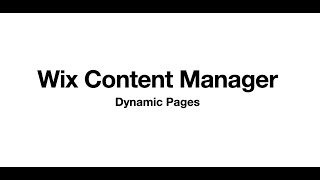 : Wix Dynamic Pages