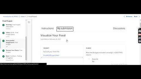 Introduction to HTML5 Coursera Week 3 Graded Quiz (1&2) and Final Project