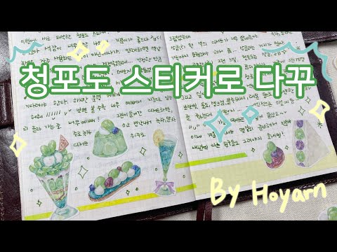 <strong>청포도</strong> 스티커로 다이어리 꾸미기 : 호얀스튜디오
