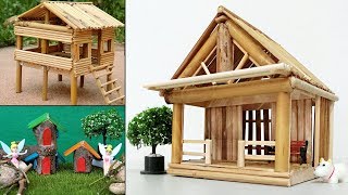 Hi, guys. thanks for watching, now we are collecting our 5 easy
handmade miniature wooden house that made from bamboo stick, popsicle
sticks, and other stick...