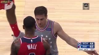 John Wall Wanna Fight With T.J. McConnell-Shoved Him Outta Bound - Wizards VS 76ers-11.30.2018