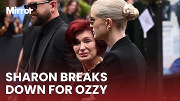 Sharon Osbourne and family in tears as they lay flowers for Ozzy at funeral procession