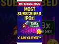 Top 10 Most Subscribed IPOs 2025 🚀 | 159x Demand! | Listing Gain ya Hype? #stockmarketindia