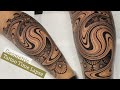 Geometric tattoo time lapse  dotwork pattern  wavy lines  linework